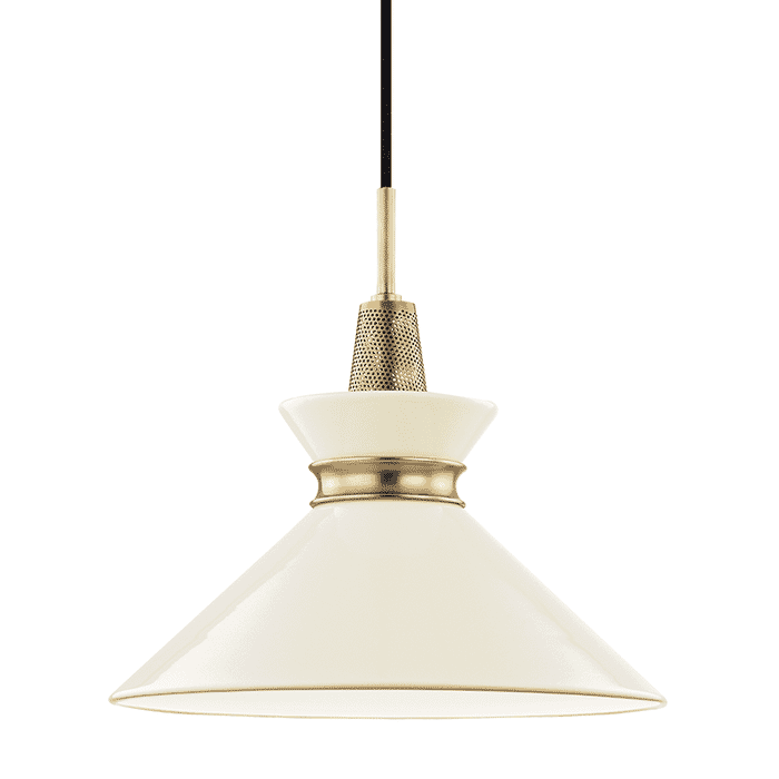 Mitzi Kiki 13" Mini Pendant in Aged Brass and Cream Mitzi Kiki 13" Mini Pendant in Aged Brass and Cream