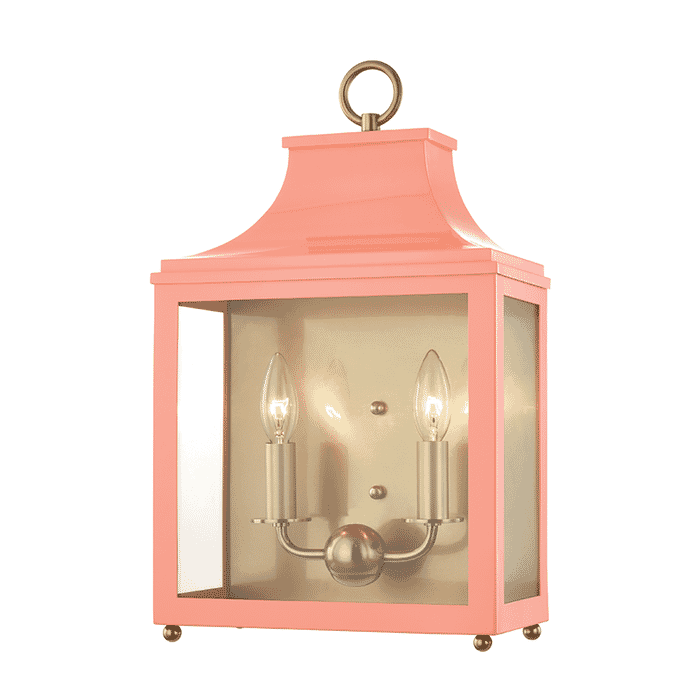 Mitzi Leigh 2-Light 19" Wall Sconce in Aged Brass and Pink Mitzi Leigh 2-Light 19" Wall Sconce in Aged Brass and Pink