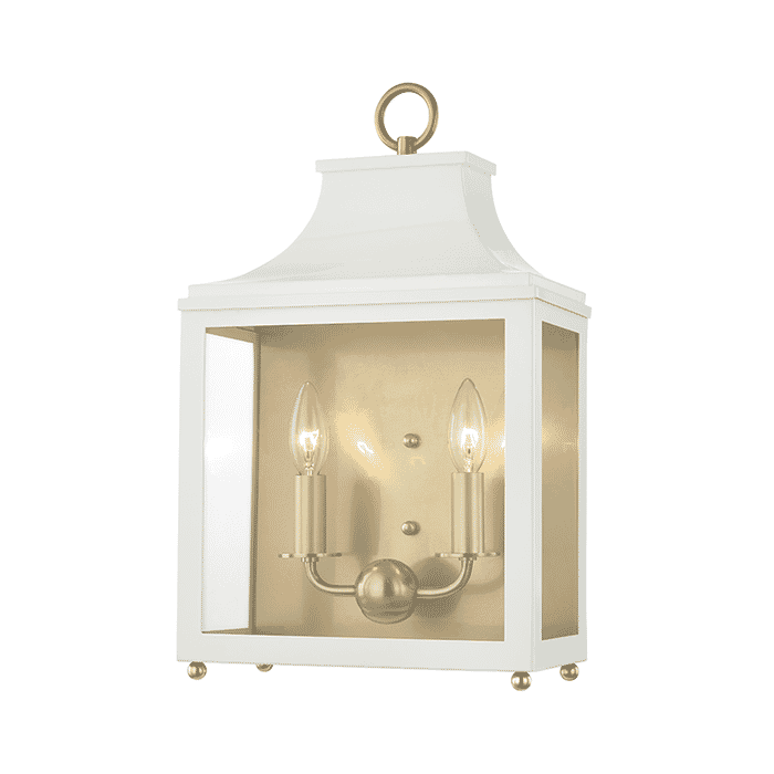 Mitzi Leigh 2-Light 19" Wall Sconce in Aged Brass and White Mitzi Leigh 2-Light 19" Wall Sconce in Aged Brass and White