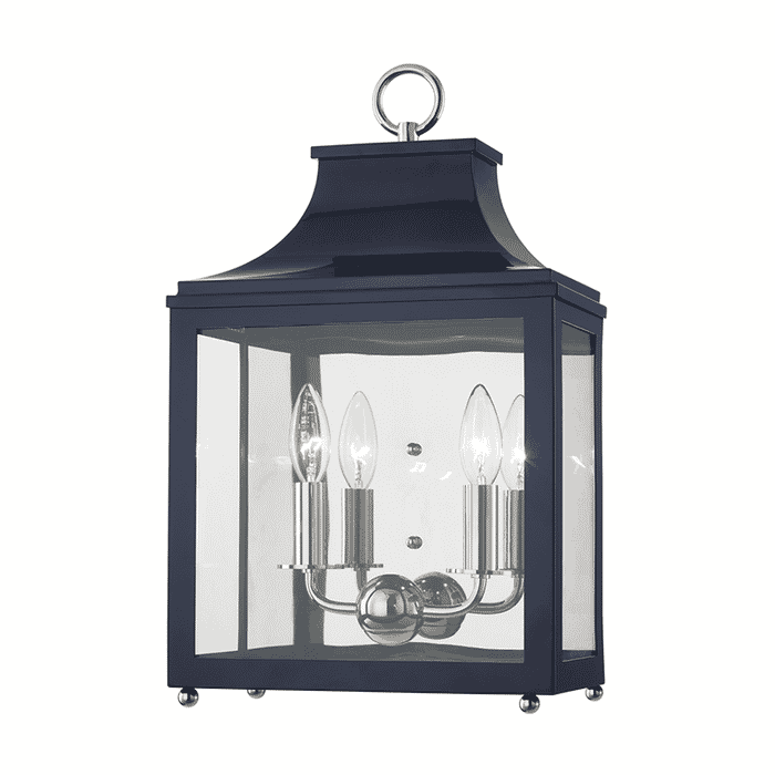 Mitzi Leigh 2-Light 19" Wall Sconce in Polished Nickel and Navy Mitzi Leigh 2-Light 19" Wall Sconce in Polished Nickel and Navy