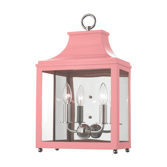 Mitzi Leigh 2-Light 19" Wall Sconce in Polished Nickel and Pink Mitzi Leigh 2-Light 19" Wall Sconce in Polished Nickel and Pink