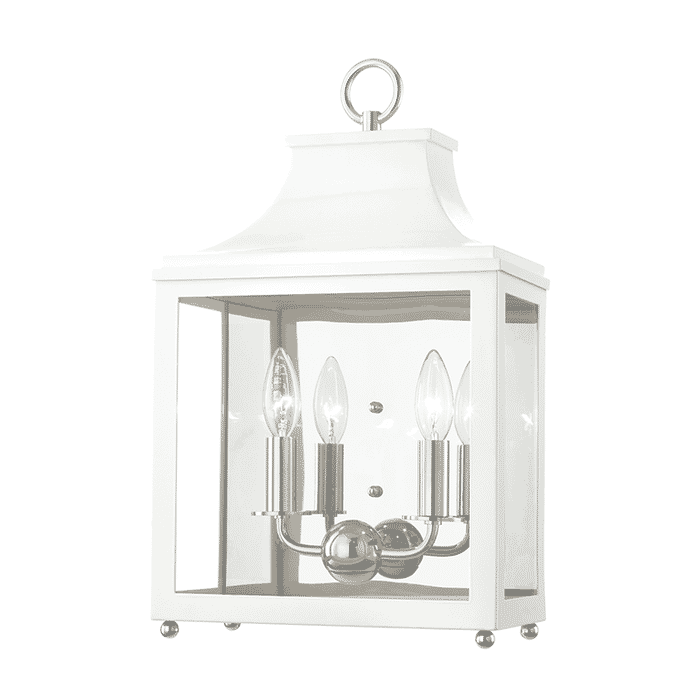 Mitzi Leigh 2-Light 19" Wall Sconce in Polished Nickel and White Mitzi Leigh 2-Light 19" Wall Sconce in Polished Nickel and White