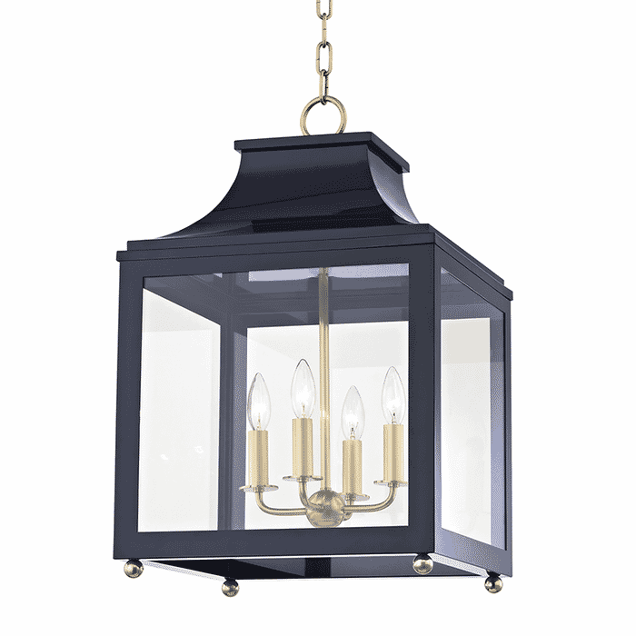 Mitzi Leigh 4-Light 25" Pendant Light in Aged Brass and Navy Mitzi Leigh 4-Light 25" Pendant Light in Aged Brass and Navy