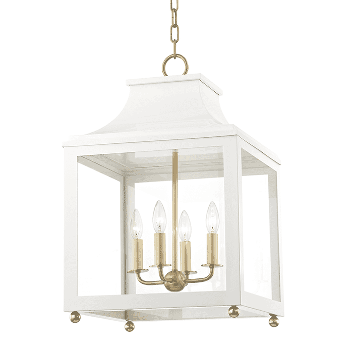 Mitzi Leigh 4-Light 25" Pendant Light in Aged Brass and White Mitzi Leigh 4-Light 25" Pendant Light in Aged Brass and White