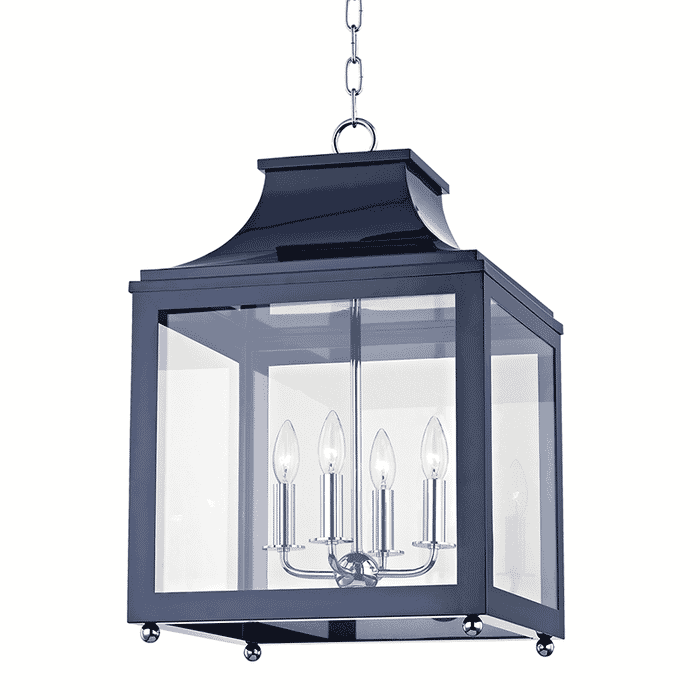 Mitzi Leigh 4-Light 25" Pendant Light in Polished Nickel and Navy Mitzi Leigh 4-Light 25" Pendant Light in Polished Nickel and Navy