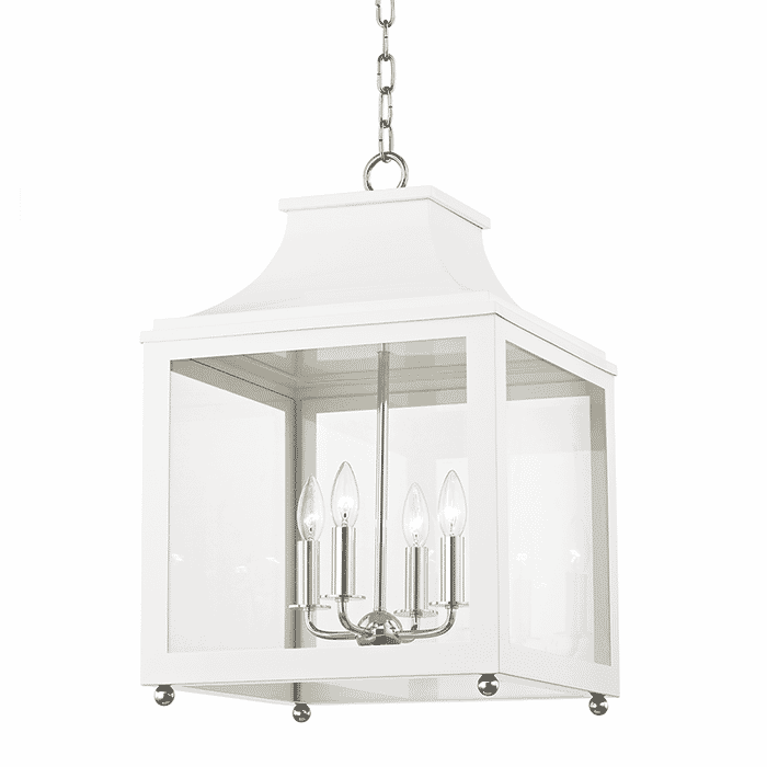 Mitzi Leigh 4-Light 25" Pendant Light in Polished Nickel and White Mitzi Leigh 4-Light 25" Pendant Light in Polished Nickel and White