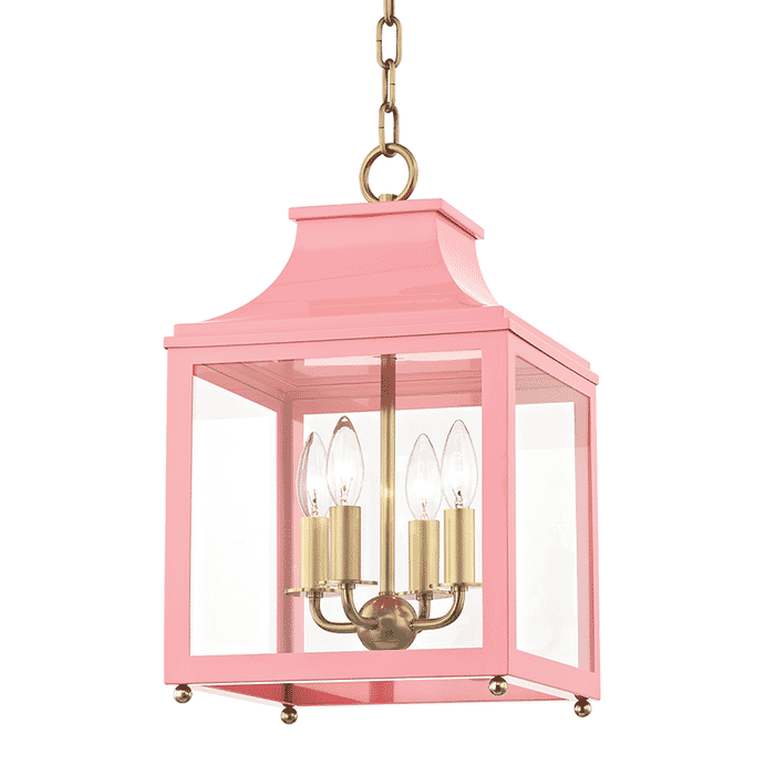 Mitzi Leigh 4-Light 19" Mini Pendant in Aged Brass and Pink Mitzi Leigh 4-Light 19" Mini Pendant in Aged Brass and Pink