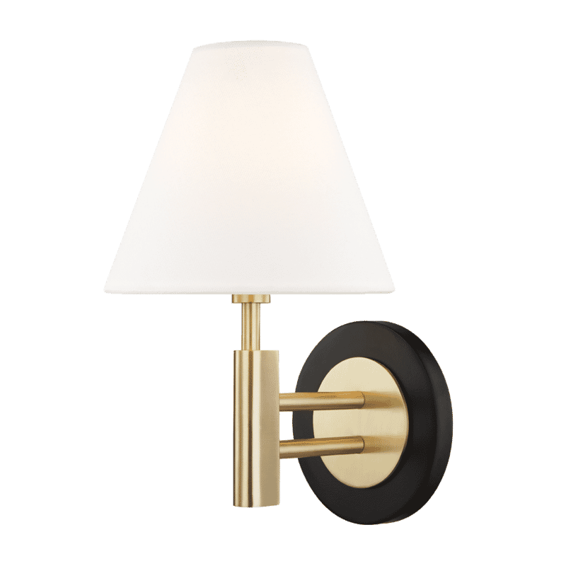 Aged Brass Black One Light Wall Sconce from the Robbie Collection