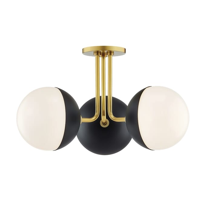 Mitzi Renee 3-Light Ceiling Light in Aged Brass and Black Mitzi Renee 3-Light Ceiling Light in Aged Brass and Black