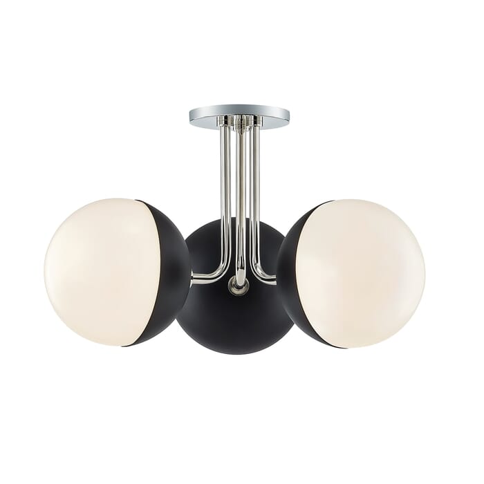 Mitzi Renee 3-Light Ceiling Light in Polished Nickel and Black Mitzi Renee 3-Light Ceiling Light in Polished Nickel and Black