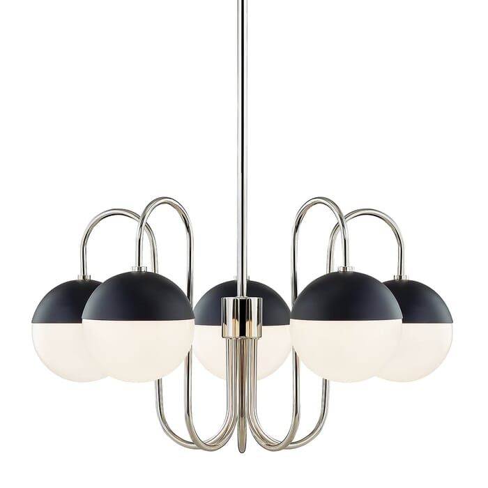 Mitzi Renee 5-Light Chandelier in Polished Nickel and Black Mitzi Renee 5-Light Chandelier in Polished Nickel and Black