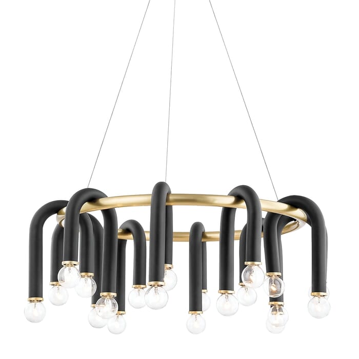 Mitzi Wilt 20-Light Chandelier in Aged Brass and Black Mitzi Wilt 20-Light Chandelier in Aged Brass and Black
