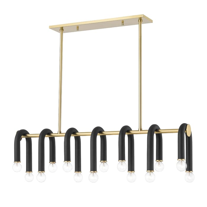 Mitzi Wilt 14-Light Kitchen Island Light in Aged Brass and Black Mitzi Wilt 14-Light Kitchen Island Light in Aged Brass and Black