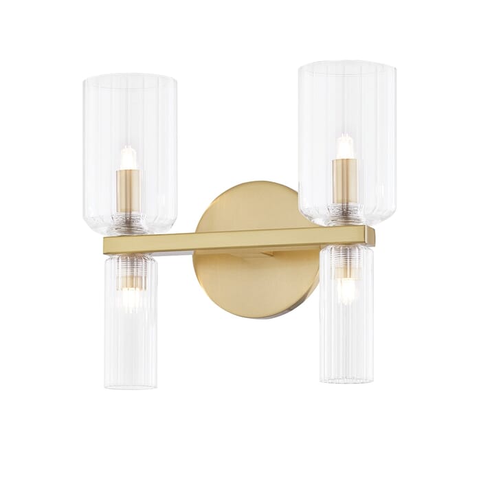 Mitzi Tabitha 2-Light Bathroom Vanity Light in Aged Brass Mitzi Tabitha 2-Light Bathroom Vanity Light in Aged Brass