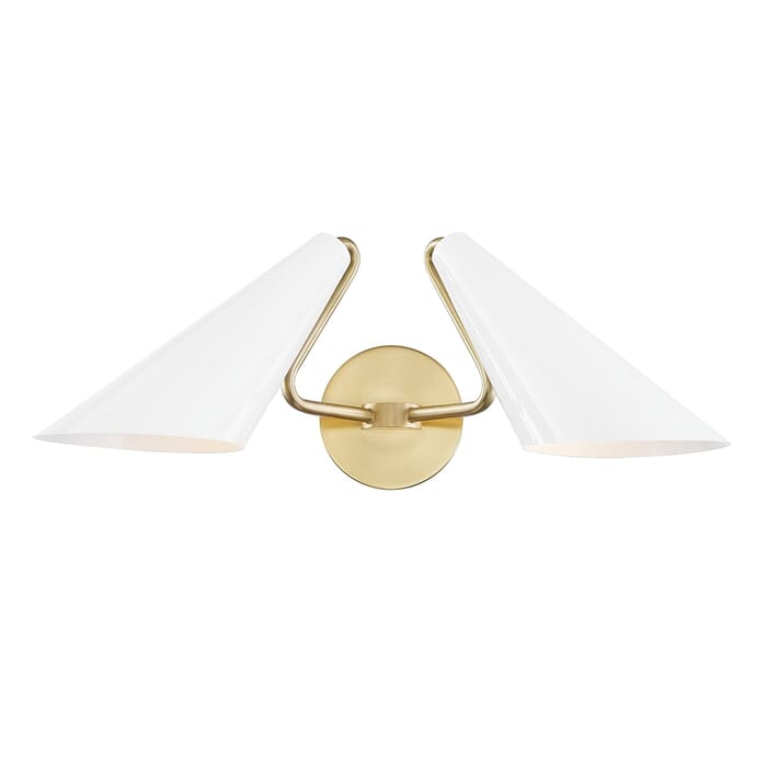 Mitzi Talia 2-Light Wall Sconce in Aged Brass and Dove Gray Mitzi Talia 2-Light Wall Sconce in Aged Brass and Dove Gray