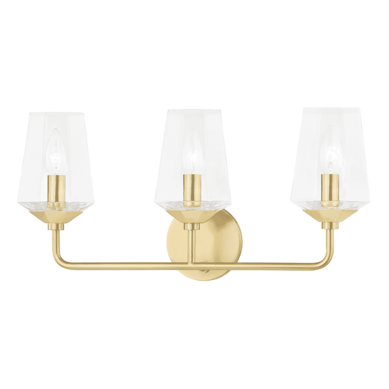 Mitzi Kayla 3-Light Bathroom Vanity Light in Aged Brass