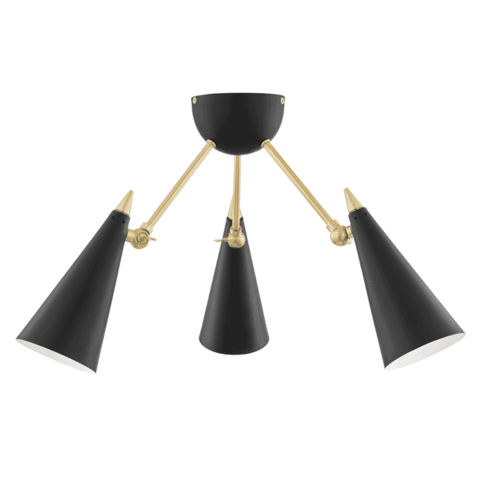 Mitzi Moxie 3-Light Ceiling Light in Aged Brass and Black Mitzi Moxie 3-Light Ceiling Light in Aged Brass and Black