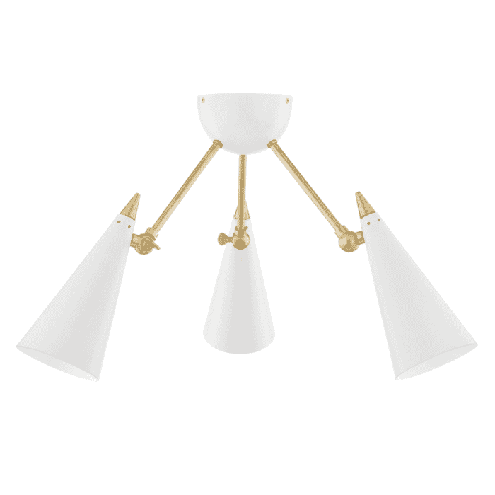 Mitzi Moxie 3-Light Ceiling Light in Aged Brass and White Mitzi Moxie 3-Light Ceiling Light in Aged Brass and White