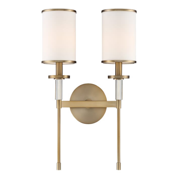 Crystorama Hatfield 2-Light 19" Wall Sconce in Vibrant Gold with Crystal Accents Crystals Crystorama Hatfield 2-Light 19" Wall Sconce in Vibrant Gold with Crystal Accents Crystals