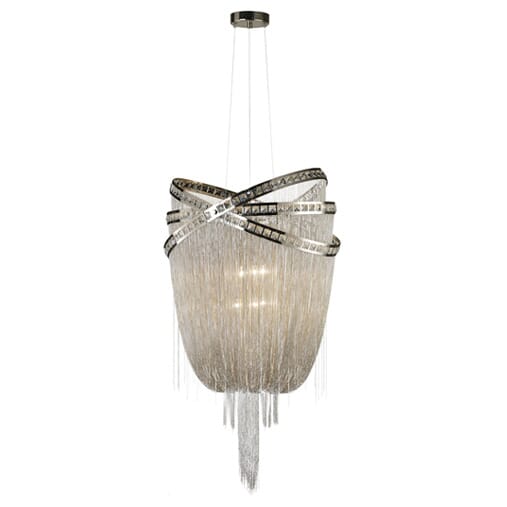 Wilshire Blvd 6-Light Chandelier in Polish Nickel with Crystal