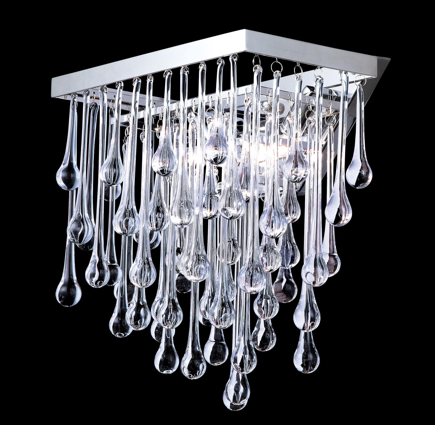 Hollywood Blvd 2-Light Wall Sconce in Polish Nickel with Clear Glass Tear Drops