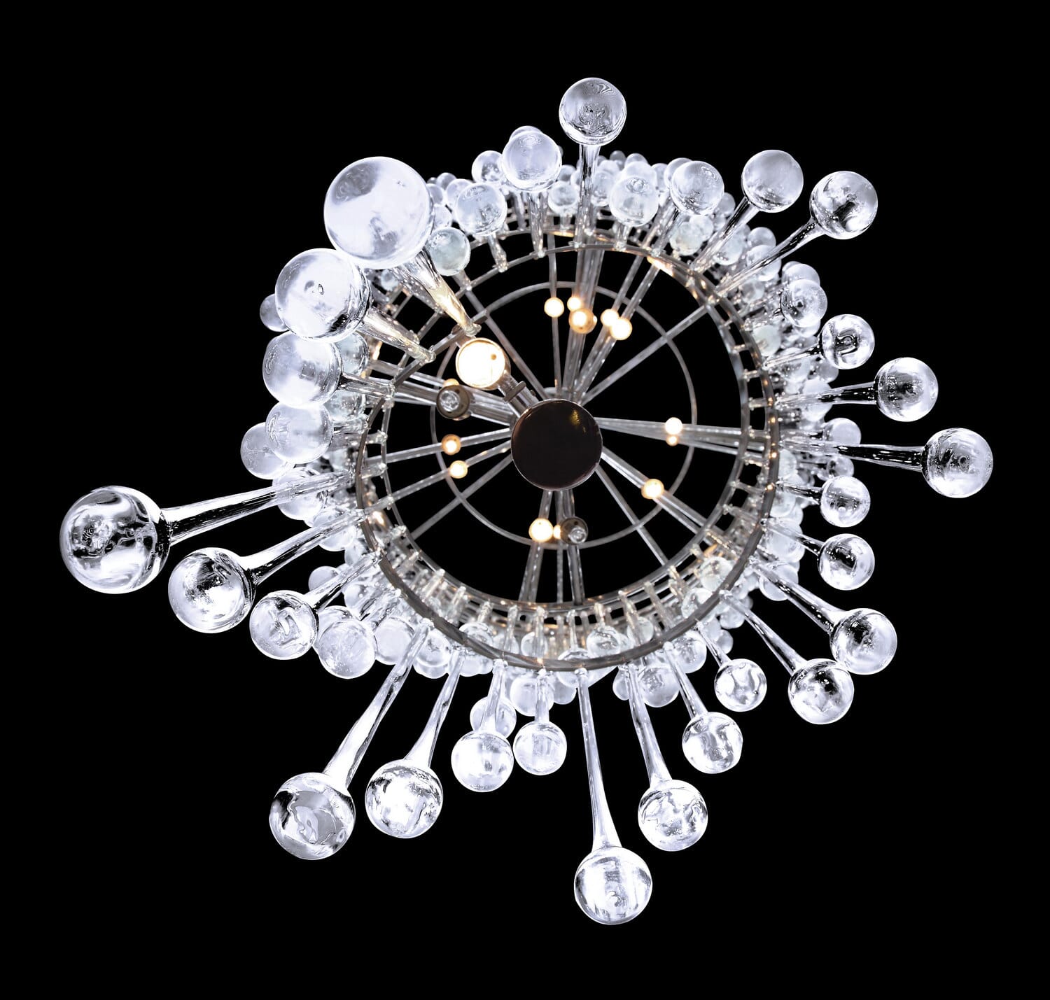 Hollywood Blvd 29-Light Chandelier in Polish Nickel with Clear Glass Tear Drops