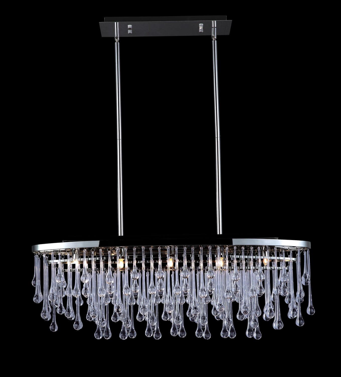 Hollywood Blvd 5-Light Chandelier in Polish Nickel with Clear Glass Tear Drops
