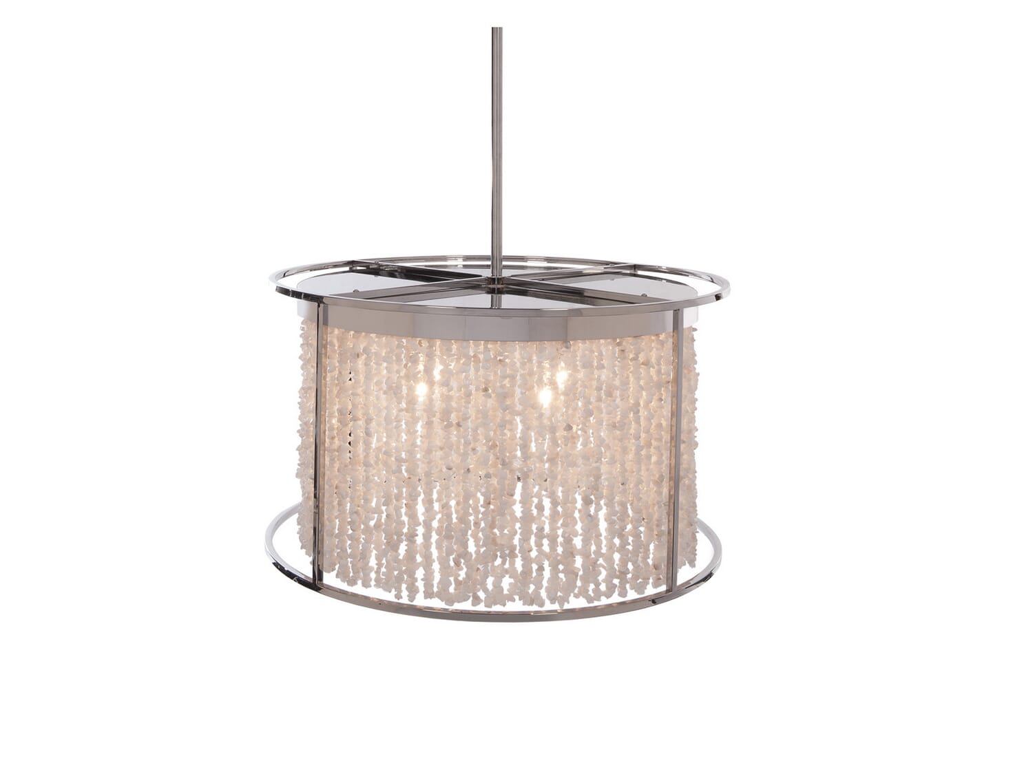 Soho 4-Light Chandelier in Polished Nickel Silver With Moon Rock Gem Nuggets