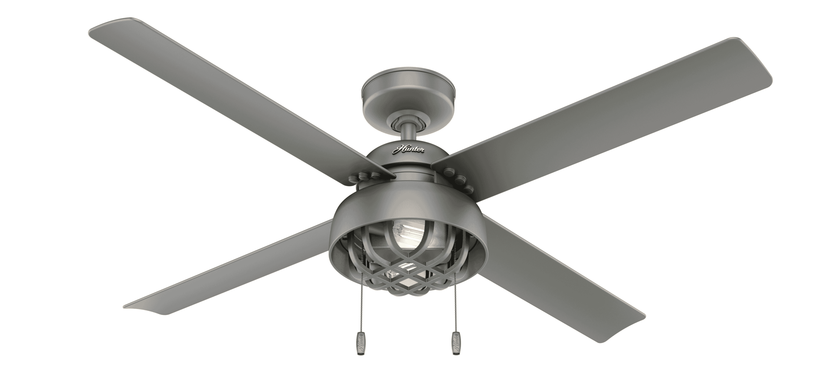 Hunter 2-Light 52" Indoor/Outdoor Ceiling Fan in Matte Silver