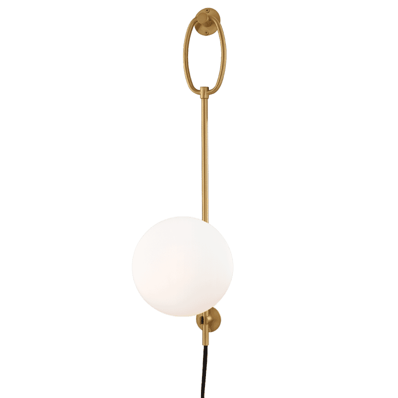 Mitzi Gina 1-Light Wall Sconce With Plug in Aged Brass