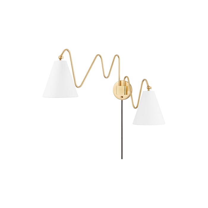 Mitzi Onda 2-Light Wall Sconce in Aged Brass Mitzi Onda 2-Light Wall Sconce in Aged Brass