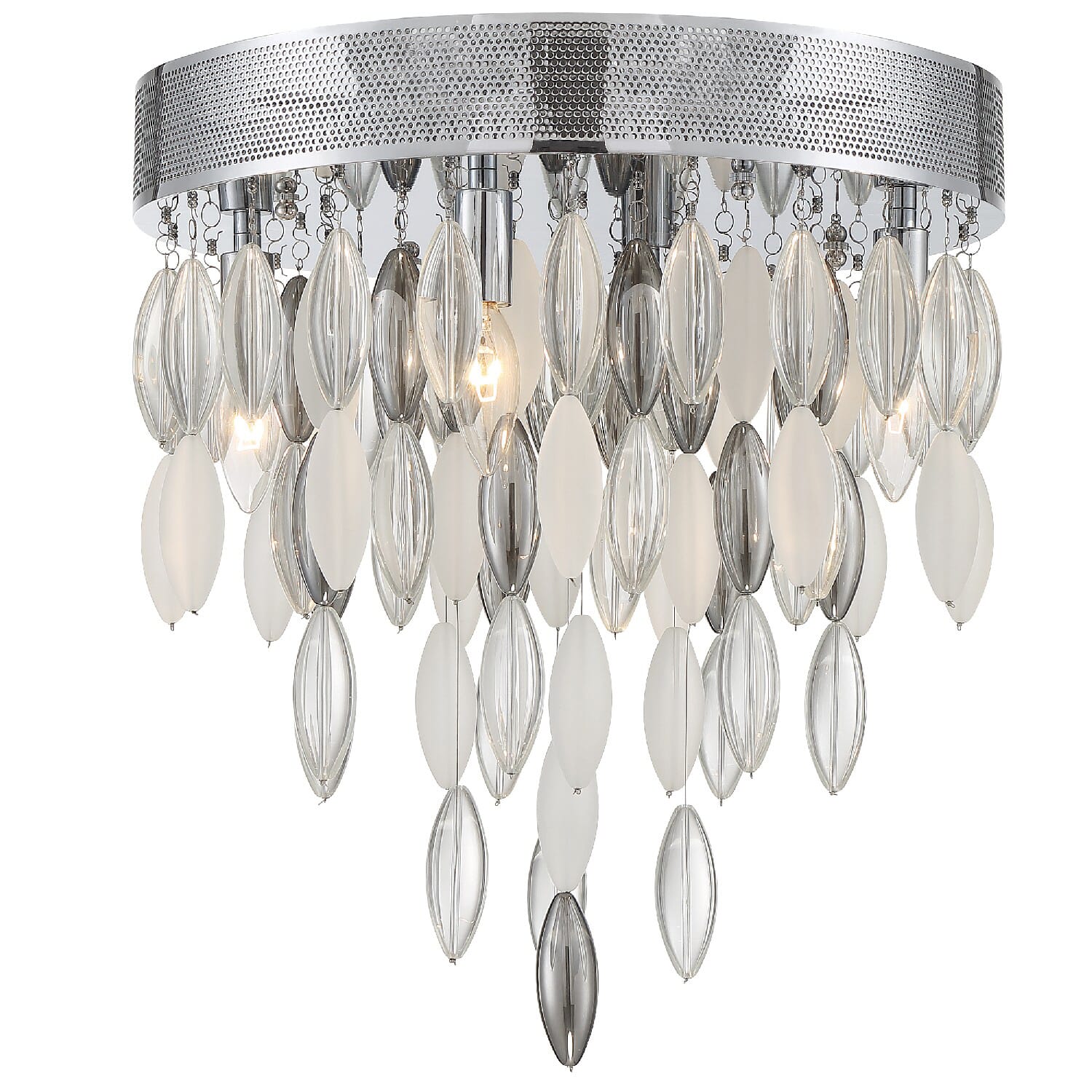 Crystorama Hudson 4-Light Ceiling Light in Polished Chrome with Frosted, Silver & Clear Glass Beads Crystals