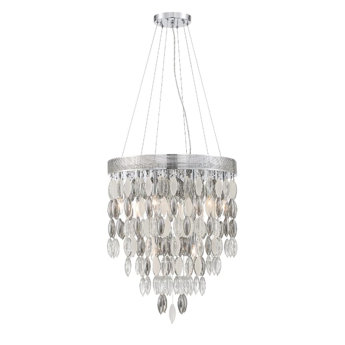 Crystorama Hudson 9-Light 27" Chandelier in Polished Chrome with Frosted, Silver & Clear Glass Beads Crystals Crystorama Hudson 9-Light 27" Chandelier in Polished Chrome with Frosted, Silver & Clear Glass Beads Crystals