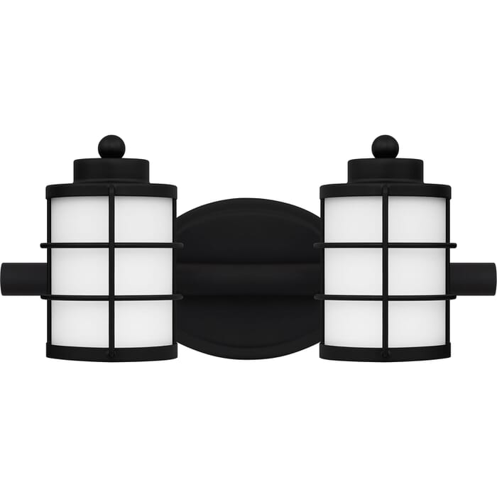 Hazlett 2-Light Bathroom Vanity Light in Matte Black Hazlett 2-Light Bathroom Vanity Light in Matte Black