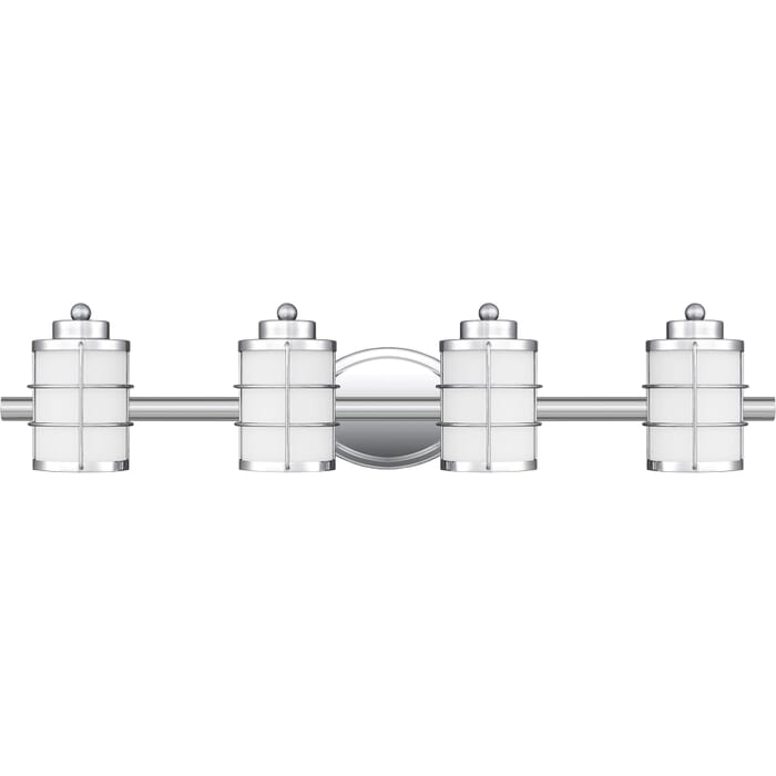 Hazlett 4-Light Bathroom Vanity Light in Polished Chrome Hazlett 4-Light Bathroom Vanity Light in Polished Chrome