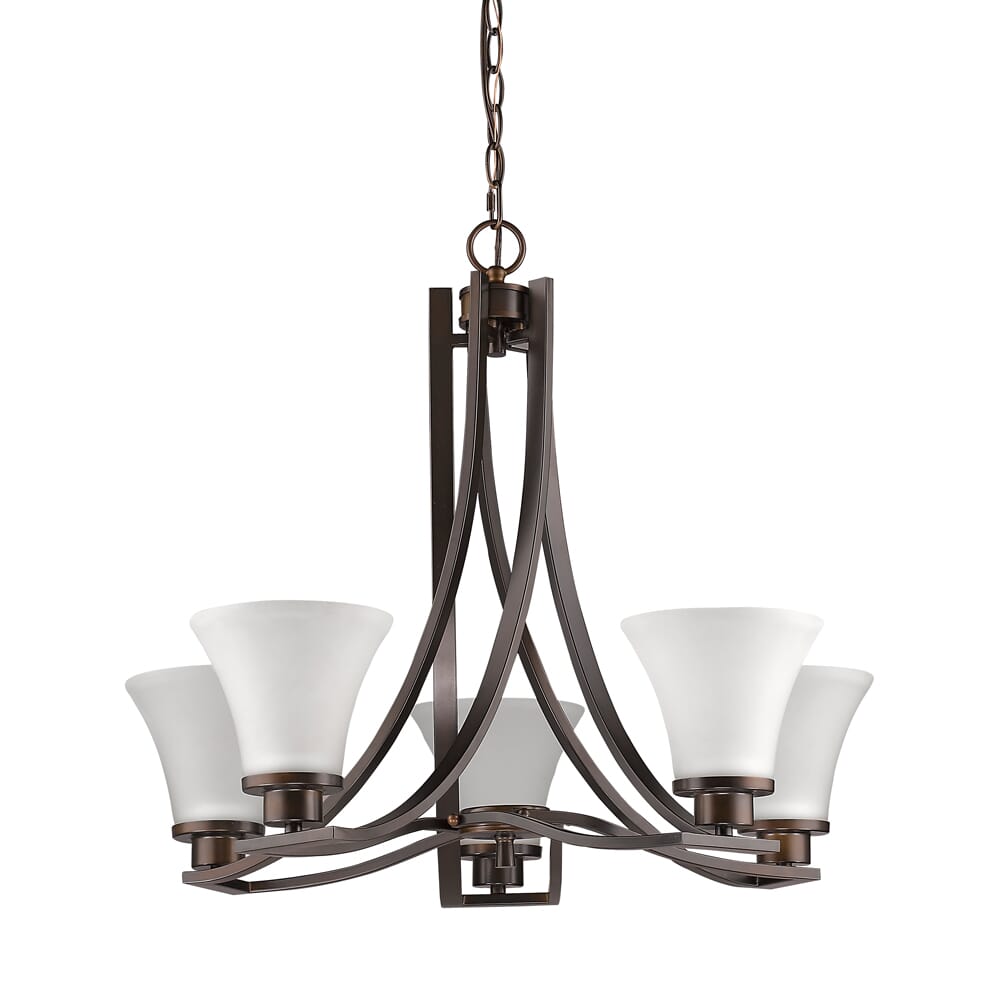 Mia 5-Light Oil-Rubbed Bronze Chandelier With Etched Glass Shades