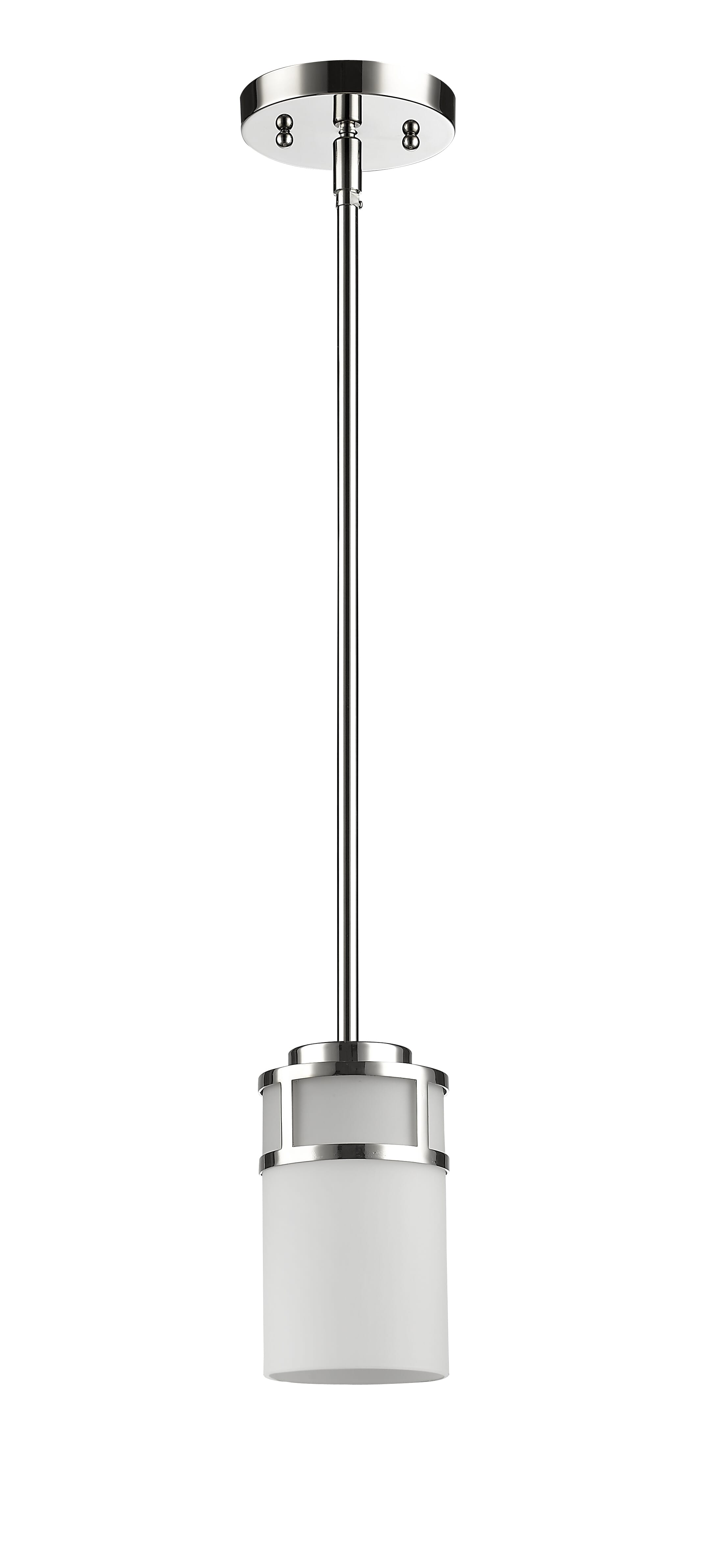 Alexis 1-Light Polished Nickel Pendant With Etched Glass Shade