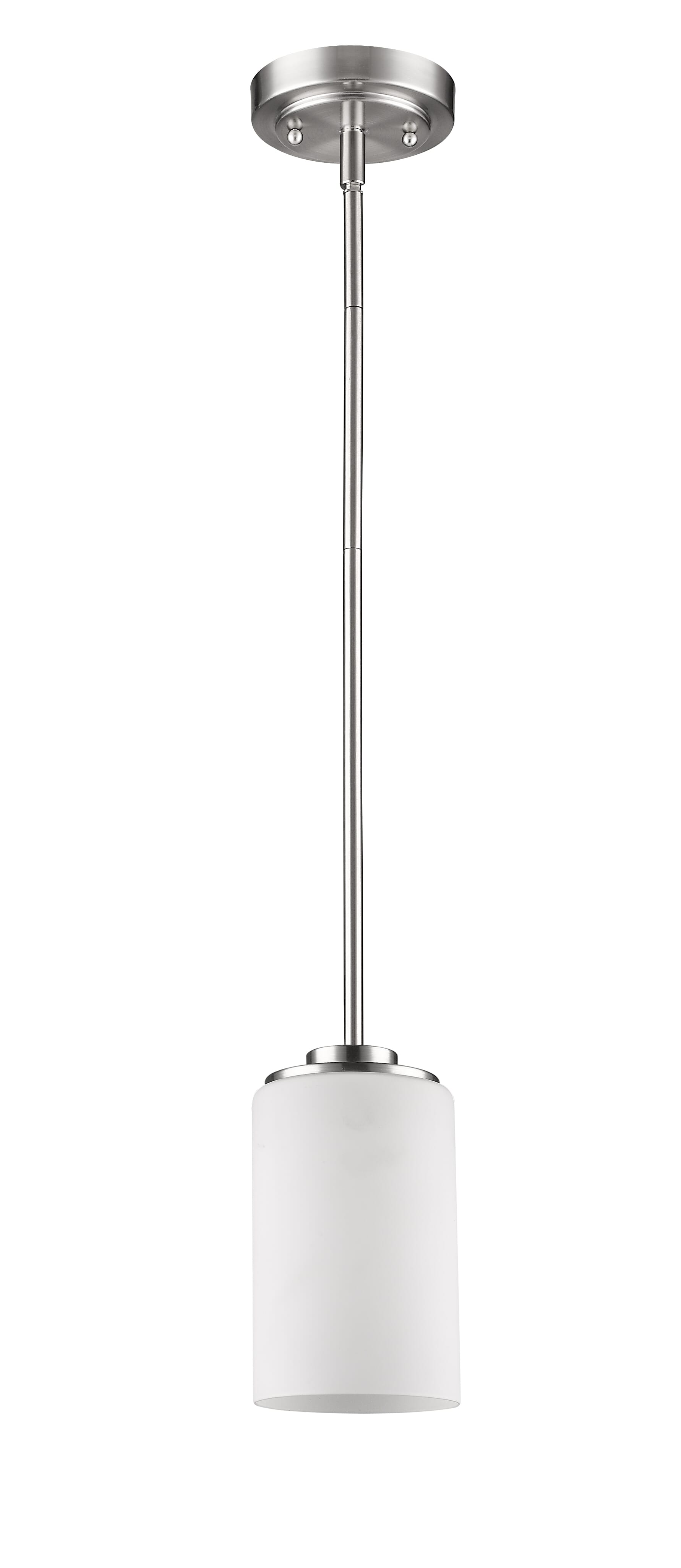 Addison 1-Light Satin Nickel Pendant With Etched Glass Shade