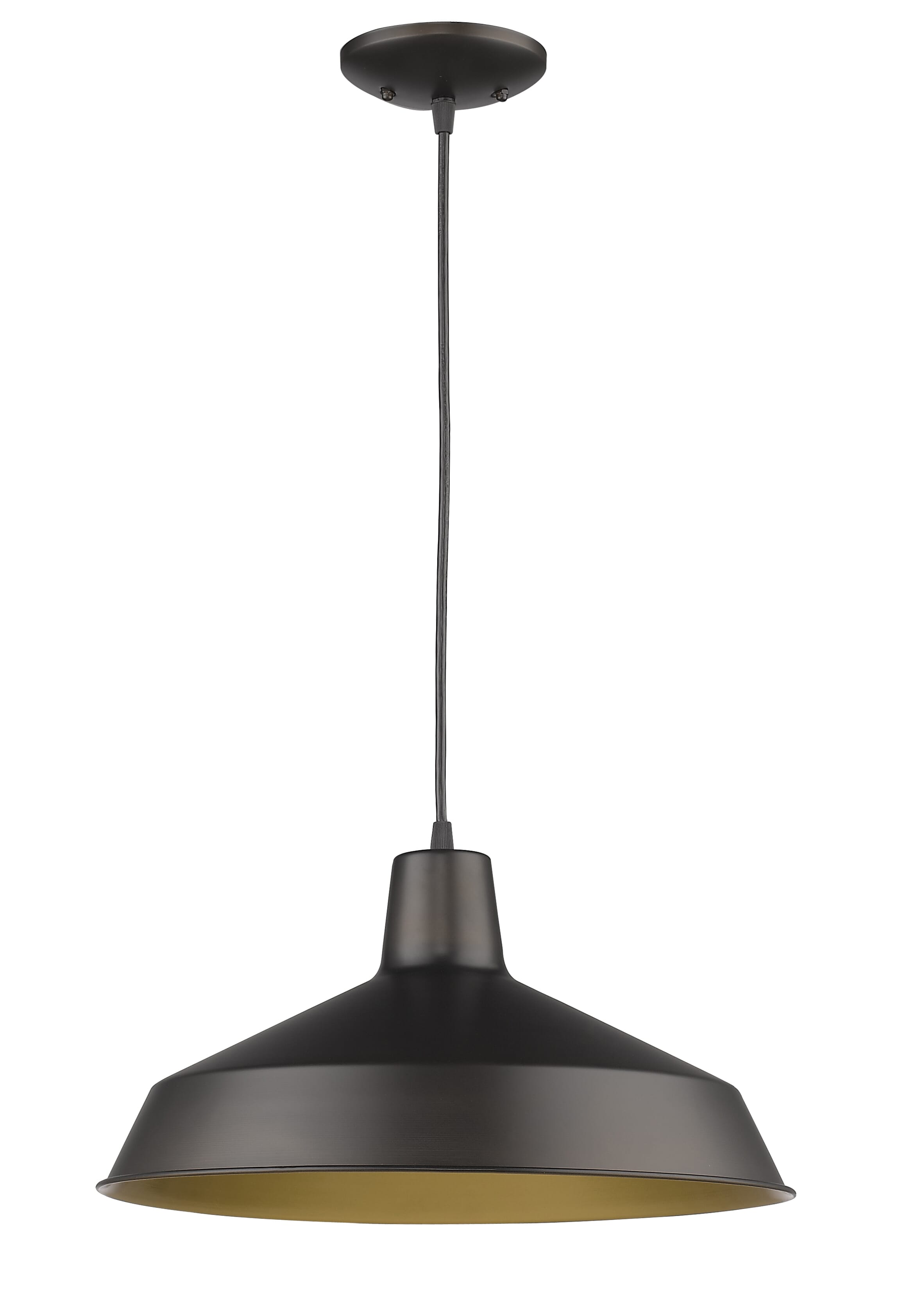 Alcove 1-Light Oil-Rubbed Bronze Pendant With Antique Gold Interior Shade