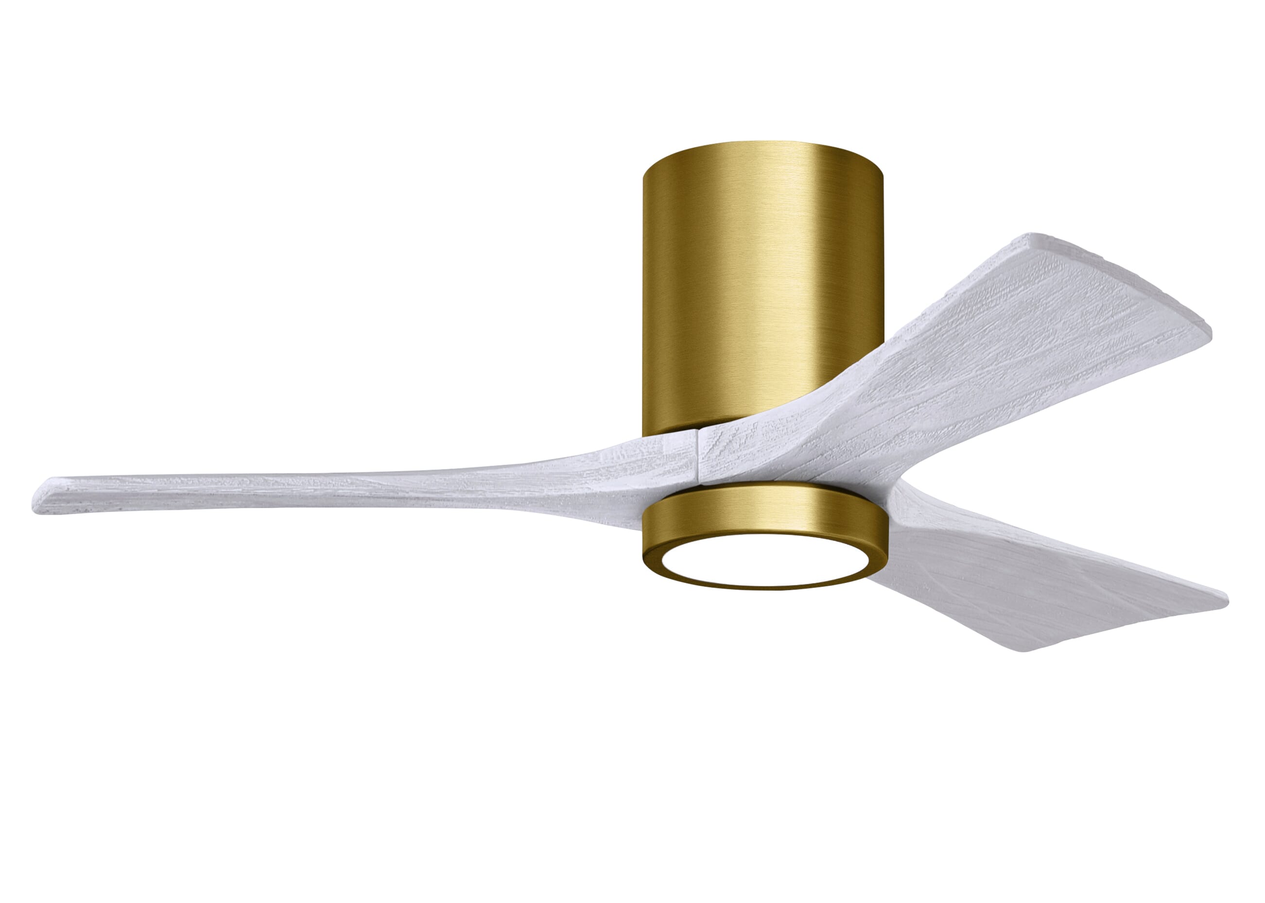Irene 6-Speed DC 42"" Ceiling Fan w/ Integrated Light Kit in Brushed Brass with Matte White blades -  Matthews Fan Company, IR3HLK-BRBR-MWH-42
