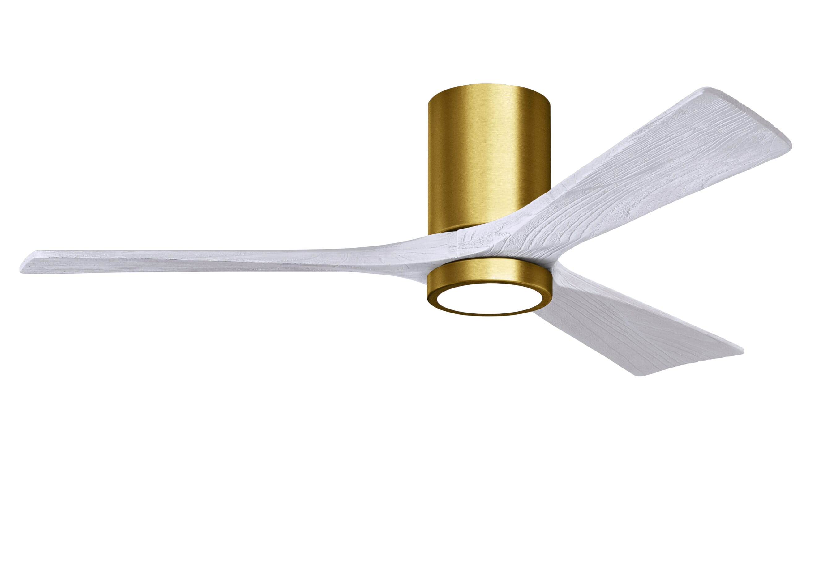 Irene 6-Speed DC 52"" Ceiling Fan w/ Integrated Light Kit in Brushed Brass with Matte White blades -  Matthews Fan Company, IR3HLK-BRBR-MWH-52