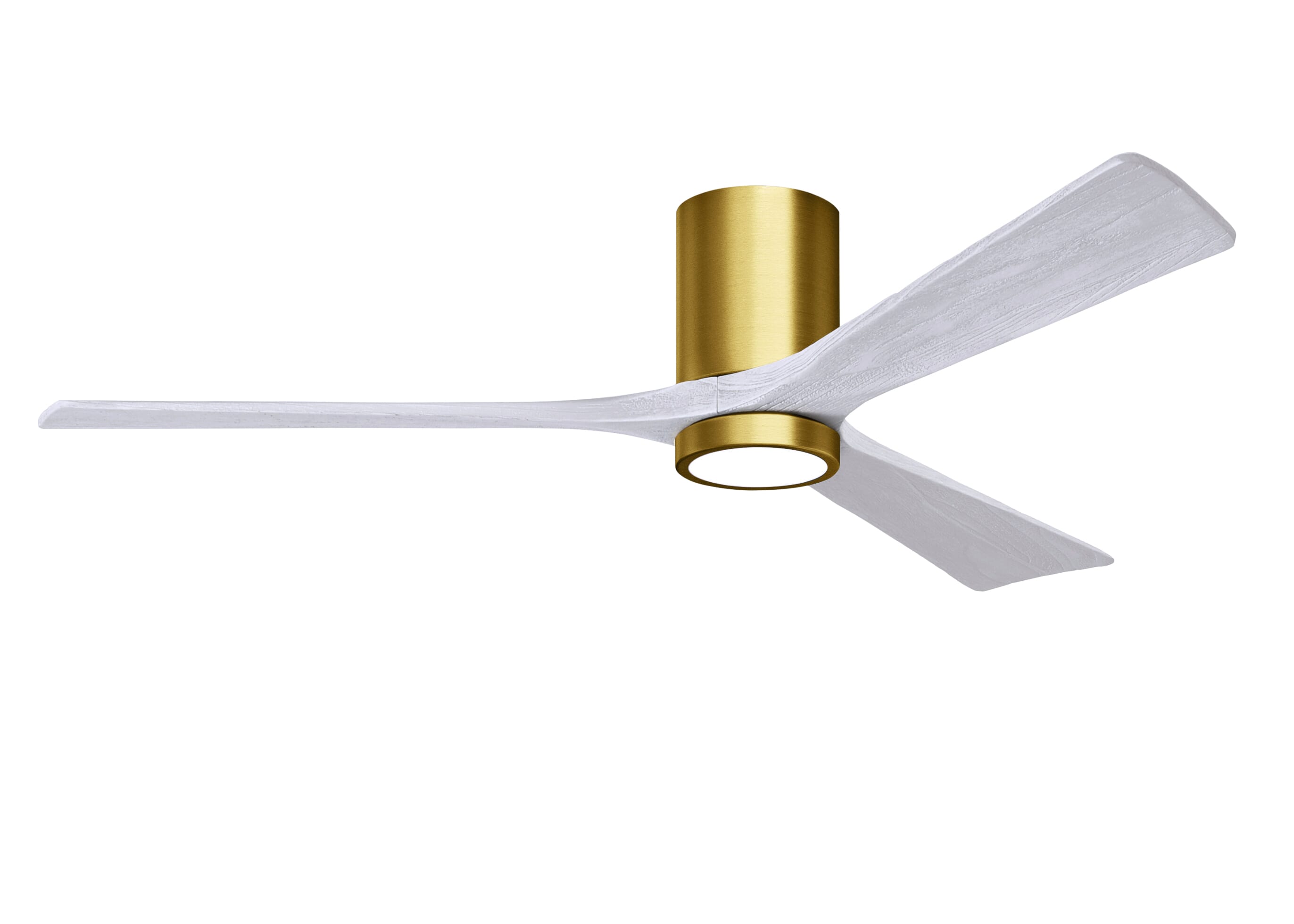 Irene 6-Speed DC 60"" Ceiling Fan w/ Integrated Light Kit in Brushed Brass with Matte White blades -  Matthews Fan Company, IR3HLK-BRBR-MWH-60