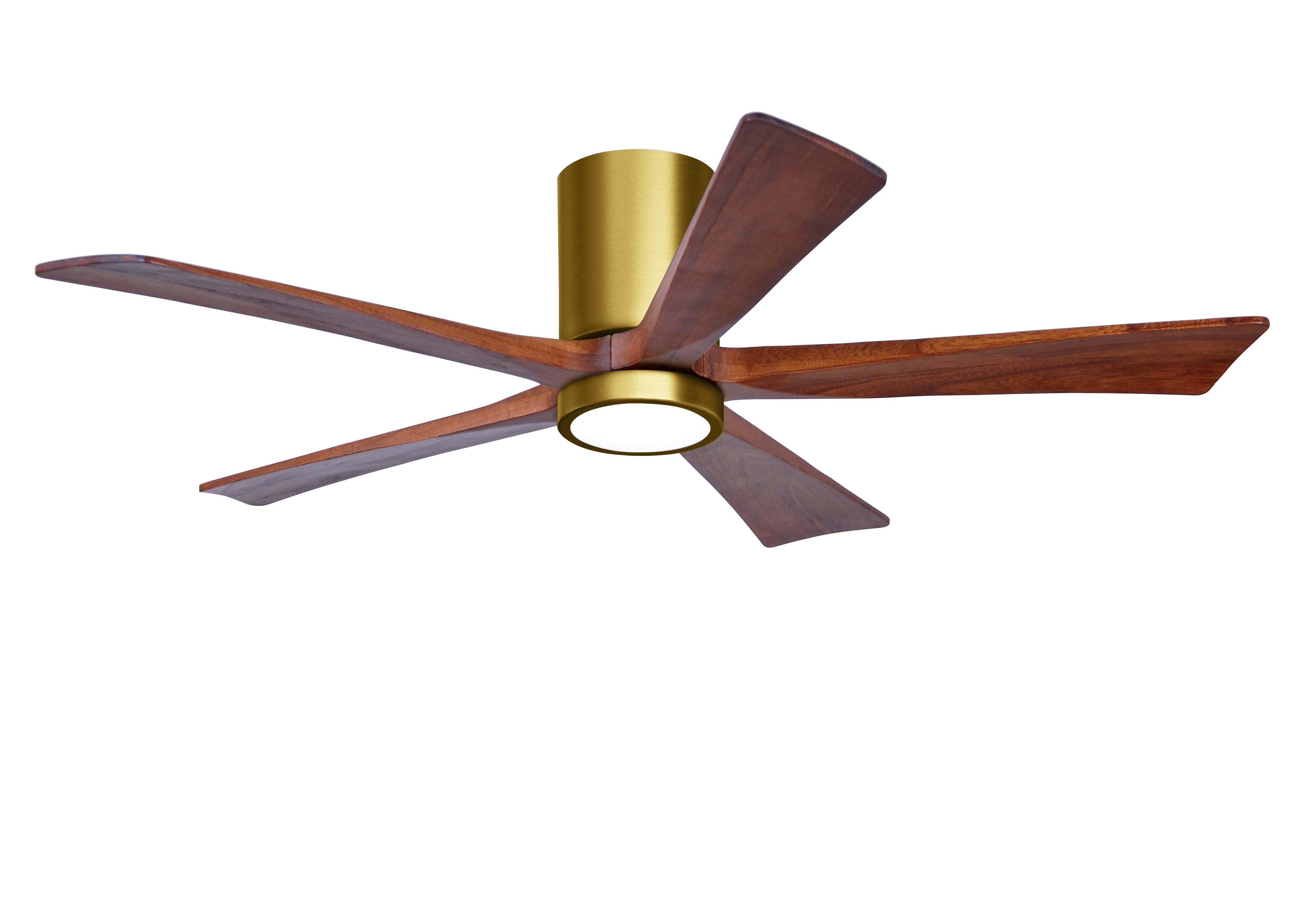 Irene 6-Speed DC 52" Ceiling Fan w/ Integrated Light Kit in Brushed Brass with Walnut blades