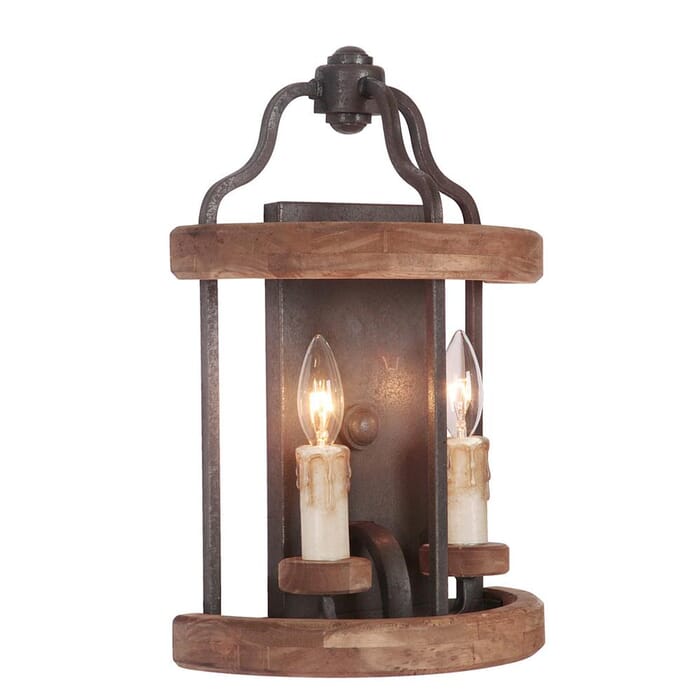 Craftmade Ashwood 2-Light 17" Wall Sconce in Textured Black with Whiskey Barrel Craftmade Ashwood 2-Light 17" Wall Sconce in Textured Black with Whiskey Barrel