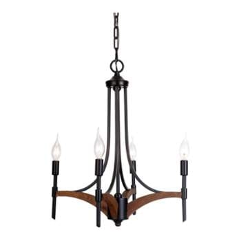 Craftmade Tahoe 4-Light Transitional Chandelier in Espresso with Whiskey Barrel