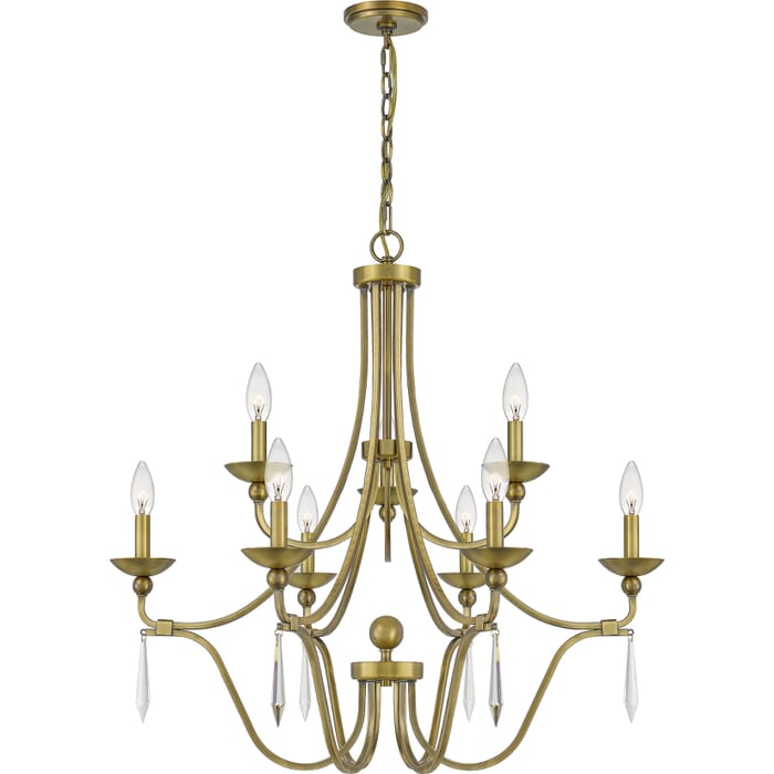 Quoizel Joules 9-Light 31" Traditional Chandelier in Aged Brass Quoizel Joules 9-Light 31" Traditional Chandelier in Aged Brass