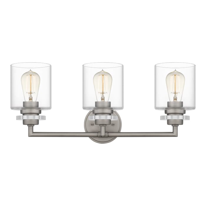Jaspar 3-Light Bathroom Vanity Light in Antique Nickel Jaspar 3-Light Bathroom Vanity Light in Antique Nickel