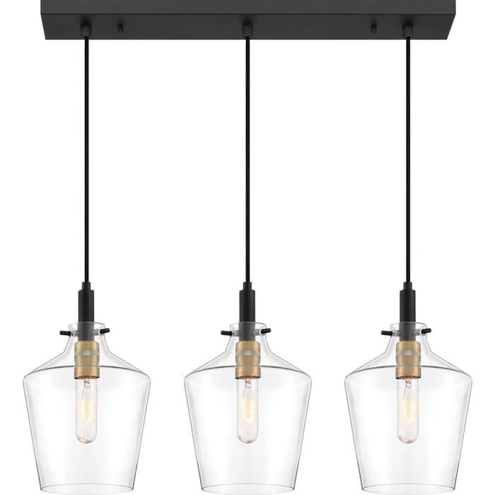 Quoizel June 3-Light 30" Linear Chandelier in Earth Black Quoizel June 3-Light 30" Linear Chandelier in Earth Black