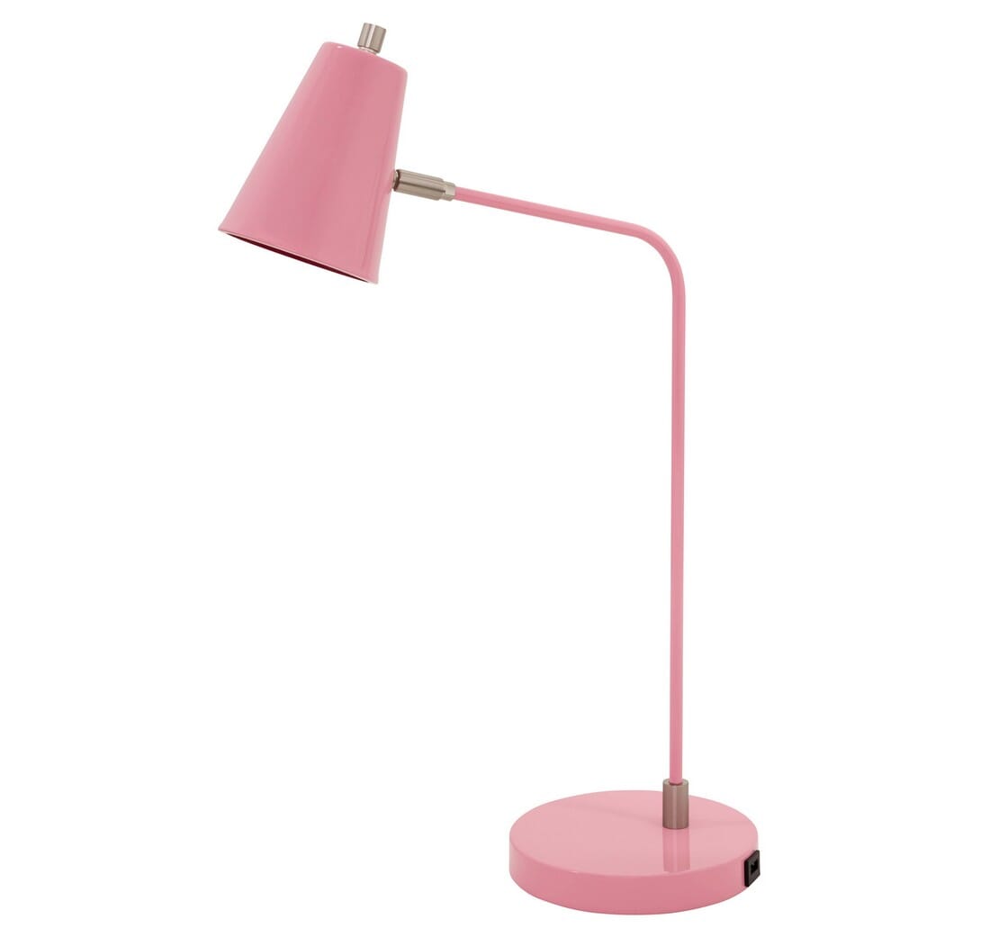 House of Troy Kirby 23.5"" LED Table Lamp w/ USB Port in Pink/Satin Nickel -  K150-PK