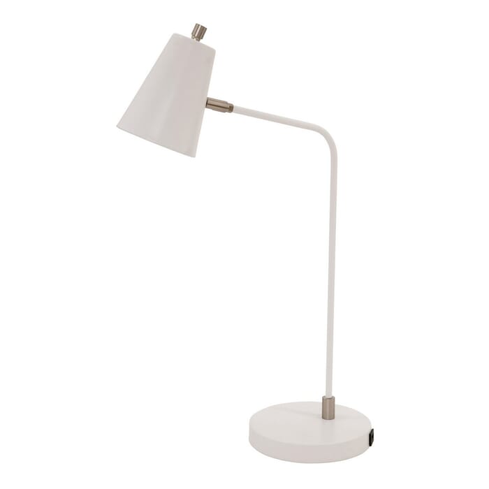 House of Troy Kirby 23.5" LED Table Lamp w/ USB Port in White/Nickel House of Troy Kirby 23.5" LED Table Lamp w/ USB Port in White/Nickel